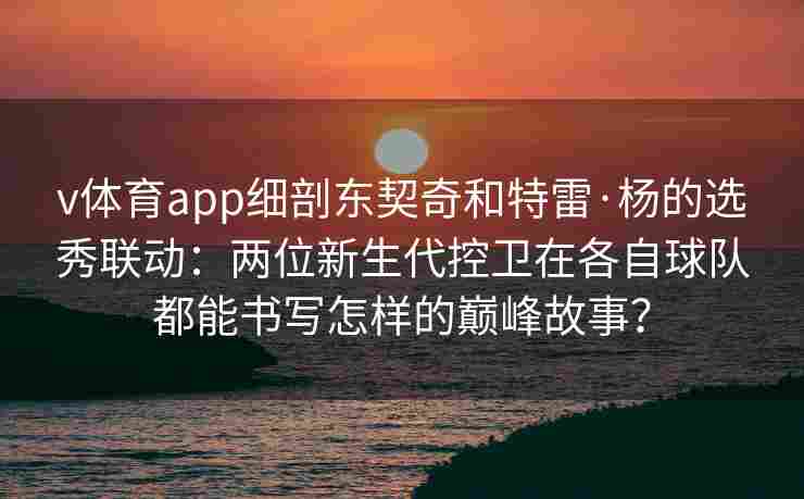 v体育app细剖东契奇和特雷·杨的选秀联动：两位新生代控卫在各自球队都能书写怎样的巅峰故事？